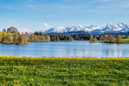 Autumn landscape view near the village Rueckholz in Allgaeu, Bavaria, Germany.の写真素材