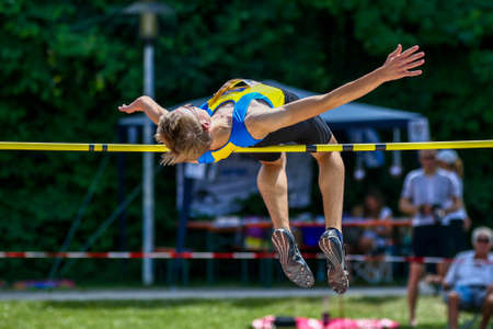Regensburg, Germany - July 20, 2019: bavarian athletics championship high jump eventのeditorial素材