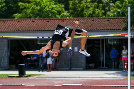 Regensburg, Germany - July 20, 2019: bavarian athletics championship high jump eventのeditorial素材