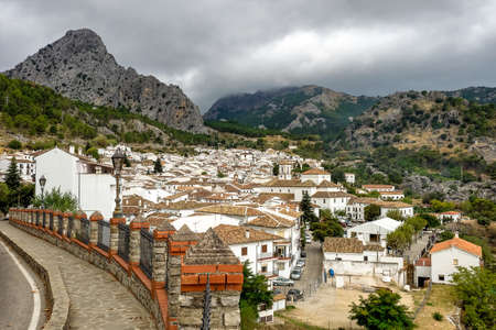 view of Grazalema, village located on the route of the white villages in the province of Cadiz, Andalusia, Spainの写真素材