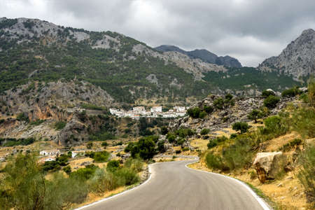 view of Grazalema, village located on the route of the white villages in the province of Cadiz, Andalusia, Spainの写真素材
