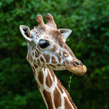 The giraffe, Giraffa camelopardalis is an African even-toed ungulate mammal, the tallest of all extant land-living animal species, and the largest ruminant.の写真素材