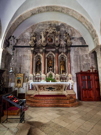 Korcula, Croatia - Jun 17, 2020: Interior of Saint Mark Church in Korcula, Korcula island, Dalmatia in Croatiaのeditorial素材