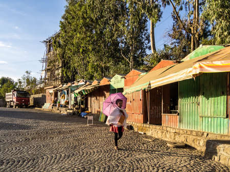 Lalibela, Ethiopia - Feb 13, 2020: Ethiopian people on the roads of Lalibela in Ethiopia, Africaのeditorial素材