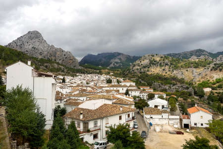 view of Grazalema, village located on the route of the white villages in the province of Cadiz, Andalusia, Spainの写真素材