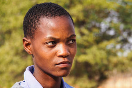 Opuwo, Namibia - Jul 06, 2019: Namibian people seen in Opuwo in the Kunene Region of Namibia in north-western Namibia, Africaのeditorial素材