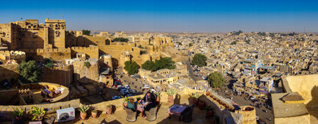 Jaisalmer, India - Dec 31, 2019: The Fort in the golden city Jaisalmer in Rajasthan, India. It stands on a ridge of yellowish sandstone.のeditorial素材