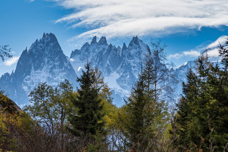 The high mountains of Haute Savoie in autumn. French Alps near Vallorcine, Chamonix-Mont-Blanc in...