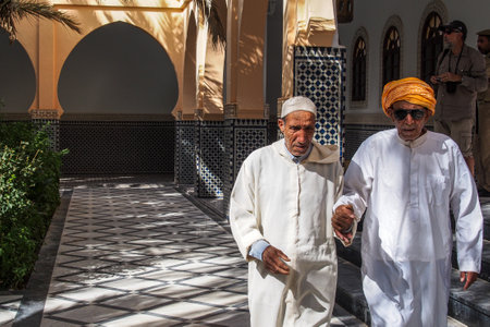 Rissani, Morocco - Oct 18, 2019: local residents of the city Rissani in their activities on the streets of the city. Africa.のeditorial素材