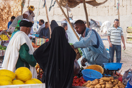 Rissani, Morocco - Oct 18, 2019: Rissani market is considered as the most important market in the region, both in terms of character, architecture and strategic locationのeditorial素材