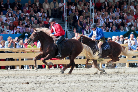 Munich, Germany - September 26, 2018: horse race at Oktoberfest in Munich Germanyのeditorial素材