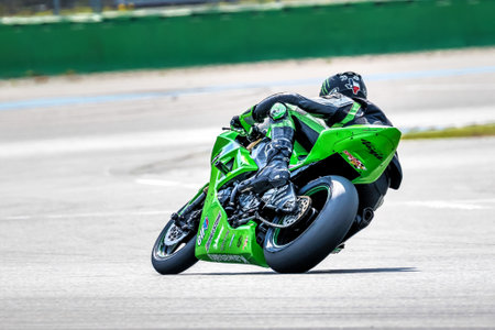 Hockenheim, Germany - June 27, 2019 : Motorcycle race training at Baden-Wurttemberg race Center or Hockenheimring, a motor racing course for people racing and visit at Hockenheim cityのeditorial素材