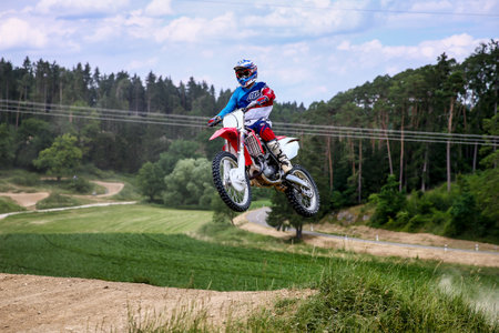 Warching, Germany - June 29, 2019 Motocross training in Warching Germanyのeditorial素材