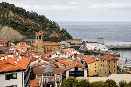 San Salvador church in Getaria, Basque Country in Spain.の写真素材