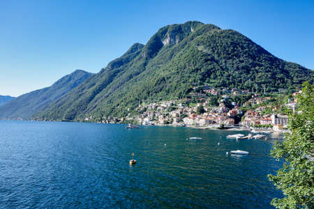 Summer view of the artificial Mont Cenis Lake, in the Savoy department near Lanslevillard, Rhone-Alpes, France near the italian borderの写真素材