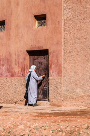 Dades Gorge, Morocco - Oct 20, 2019: Berber people living in Dades Gorge, a gorge of Dades River in Atlas Mountains in Morocco. Dades Gorge depth is from 200 to 500 meters.のeditorial素材
