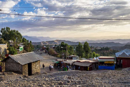 Lalibela, Ethiopia - Feb 13, 2020: Ethiopian people on the roads of Lalibela in Ethiopia, Africaのeditorial素材