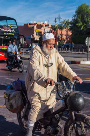 Marrakesh, Morocco - Oct 22, 2019: People at Jemaa el Fna market square in Marrakesh, Morocco, north Africa. Jemaa el-Fnaa, is a famous square and market place in Marrakesh's medinaのeditorial素材