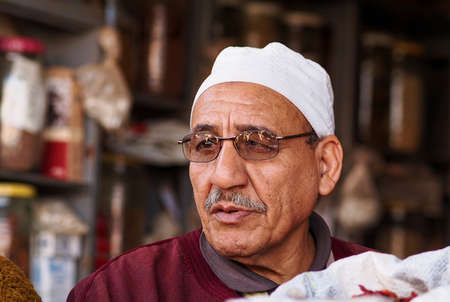 Marrakesh, Morocco - Oct 22, 2019: People at the Marrakesh souk, the largest traditional market in...