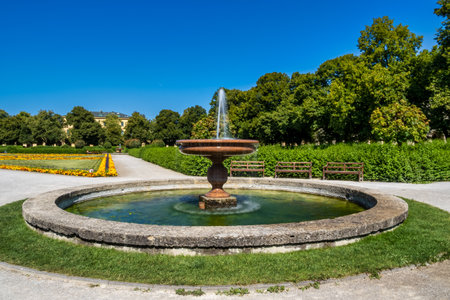 walking in Hofgarten Park in Munich on a autumn day, Germany in Europeの写真素材