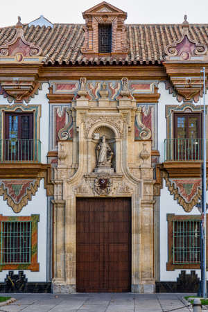 Baroque Palacio de la Merced in Cordoba Plaza de Colon. Palacio de la Merced was built in XVIII century it was monastery of Mercedarian monks. Andalusia, Cordoba, Spain.の写真素材