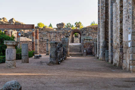 Roman Amphitheatre in Merida, Augusta Emerita in Extremadura, Spain. Roman City - Temples, Theatres, Monuments, Sculptures and Arenasの写真素材