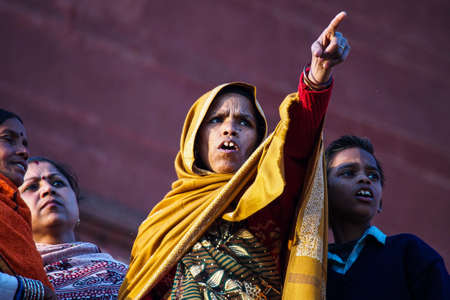 Fatehpur Sikri, India - Jan 08, 2020: People living and working in the streets of Fatehpur Sikri, India.のeditorial素材