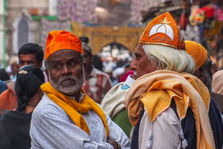 Ajmer, India - Jan 04, 2020: People near the entrance gate of Dargah Shariff. Dargha of great Sufi...