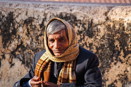Fatehpur Sikri, India - Jan 08, 2020: People living and working in the streets of Fatehpur Sikri, India.のeditorial素材