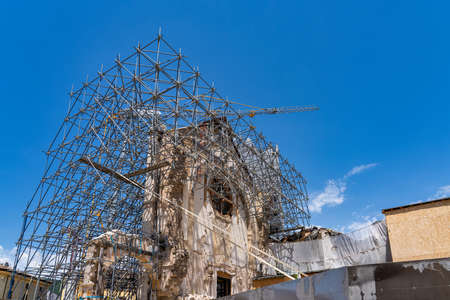 The historic center of Norcia city at July 2020 after the earthquake of central Italy in 2016