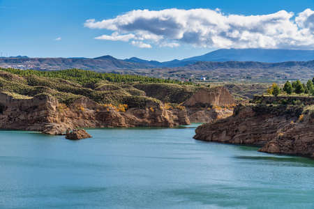 Embalse de Negratin reservoir lake in Sierra Nevada National Park, Andalusia in Spainの写真素材
