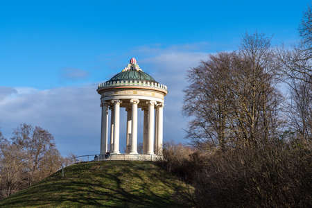 Munich, Germany - Oct 01, 2020: Monopteros - Greek style temple in Englischer Garten. Munich in Germanyのeditorial素材