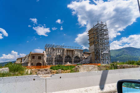 The historic center of Amatrice city at July 2020 after the earthquake of central Italy in 2016
