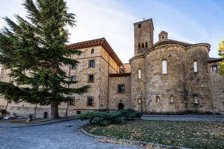 The Monastery of San Salvador of Leyre at Yesa, Pyrenees, Navarra, Spain. It is one of the most...