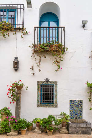Cordoba, Spain - November 03, 2021: Courtyard garden of Viana Palace in Cordoba, Andalusia. Built in XV century. Viana Palace is a tourist attraction known for its 12 magnificent patios and gardens.のeditorial素材
