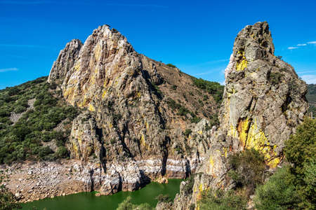 Landscape view around Salto del Gitano in Monfrague National Park. Caceres, Extremadura, Spain.の写真素材