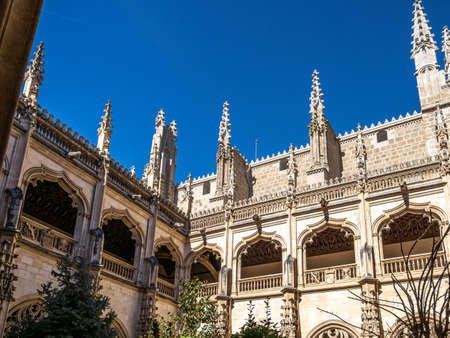 Toledo, Spain - Oct 08, 2021: Gothic atrium of Monastery of San Juan de los Reyes in the Old city of Toledo, Spain, UNESCO World Heritageのeditorial素材