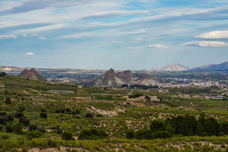 Landscape view near Villanueva del Rio Segura in the Valley of Ricote, Murcia region in Spainの写真素材
