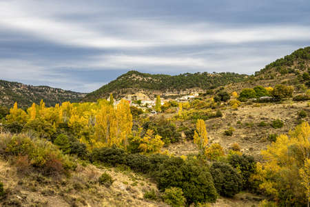 Mountain landscapes at the village Valdecabras, Serrania de Cuenca, Spain, with surprising rock shapes, which give it a magical and mysterious touch.の写真素材
