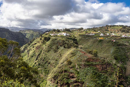 View of the Moya ravine at Moya, Gran Canaria, Canary Islands, Spain in Europeの写真素材