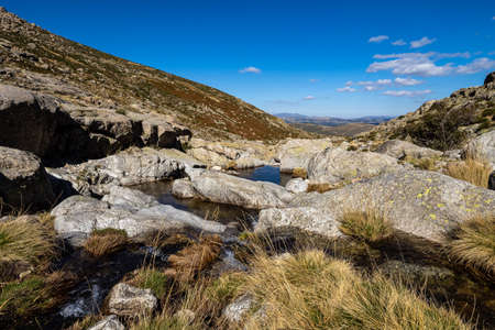 Gredos mountains at the platform of gredos to the lake Avila Castile Leon Spain in Europe