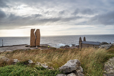 Memorial for the oil tanker disaster titled A Ferida at Muxia, Costa da Morte, Galicia in Spainの写真素材