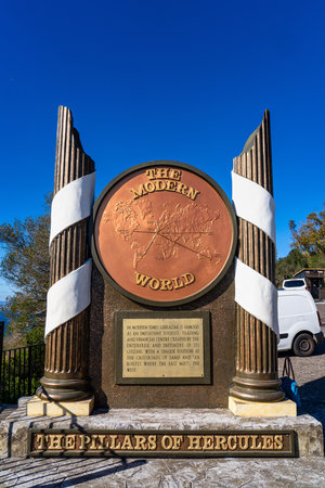 Gibraltar, United Kingdom - Nov 18, 2022: The Pillars of Hercules Monument in Gibraltar, a British Overseas Territory.のeditorial素材