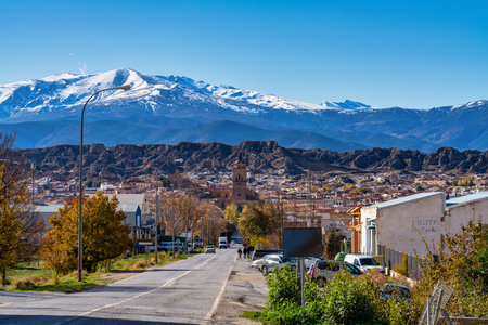 Guadix, Spain - Nov 27, 2022: Guadix in the Sierra Nevada, province of Granada, Andalusia, Spain. Guadix is famous for its cave houses up in the hills in the Troglodyte Quarter of the cityのeditorial素材