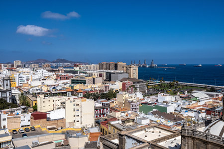 Old uptown with colorful houses in capital city of Las Palmas. Gran Canaria, Canary Islands, Spainの写真素材