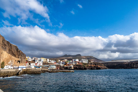 Sardina del Norte, coastal town of Gran Canaria, Canary Islands, Spain. Small fishing village with colorful housesの写真素材
