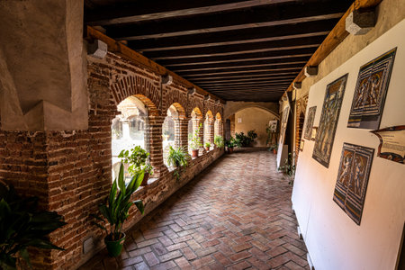 Tentudia, Spain - Oct 05, 2022: Inside Monastery of Tentudia in Calera de Leon, founded at 13th century. Badajoz province, Extremadura, Spainのeditorial素材