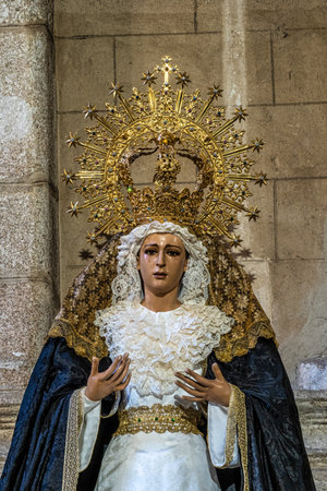 Merida, Spain - Oct 06, 2022: Interior of the Basilica of Santa Eulalia in Merida, Extremadura, Spain is a religious building in the city of Merida, birth of Christianity in the Iberian peninsulaのeditorial素材
