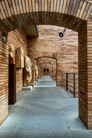 Merida, Spain - Oct 06, 2022: The National Museum of Roman Art projected by the famous Spanish architect Rafael Moneo. Merida, Extremadura, Spainのeditorial素材