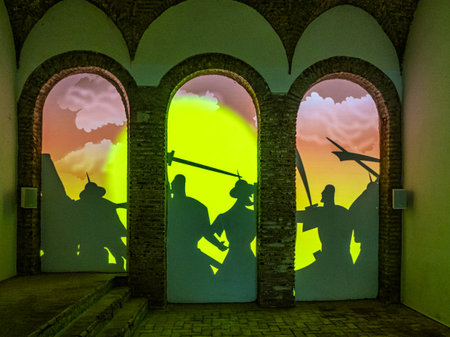 Tentudia, Spain - Oct 05, 2022: Inside Monastery of Tentudia in Calera de Leon, founded at 13th century. Badajoz province, Extremadura, Spainのeditorial素材